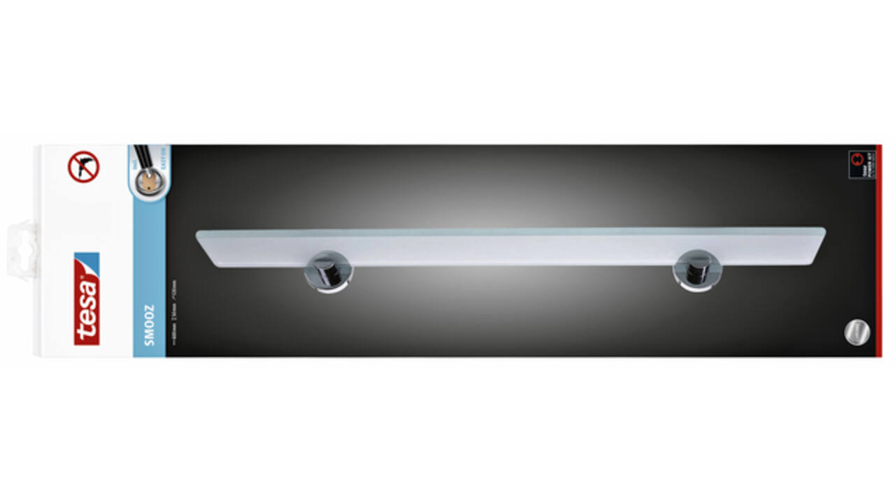 Planchet tesa® Smooz glas hoogglans verchroomd metaal zelfklevend
