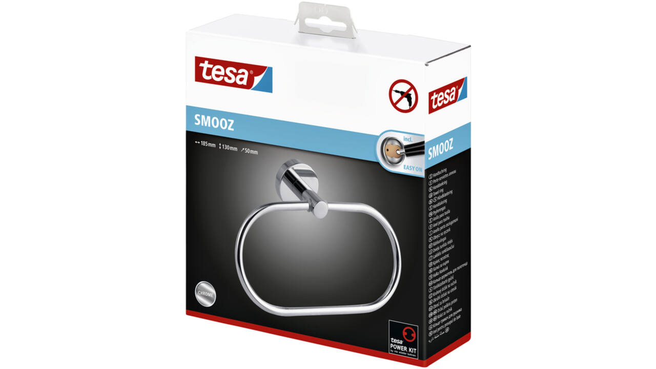 Handdoekring tesa® Smooz hoogglans verchroomd metaal zelfklevend