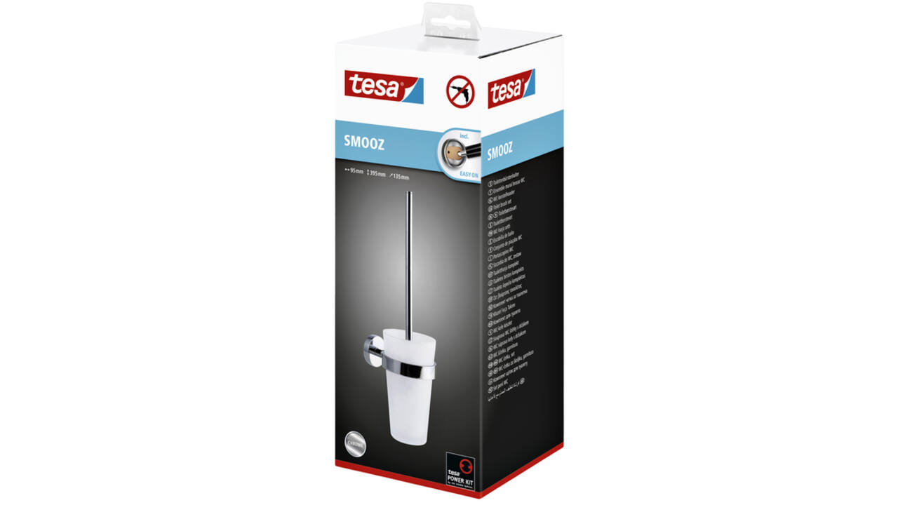 Toiletborstelset tesa® Smooz verchroomd metaal zelfklevend