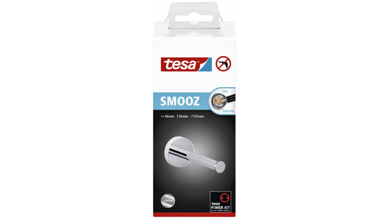 Reserverolhouder tesa® Smooz hoogglans verchroomd metaal zelfklevend