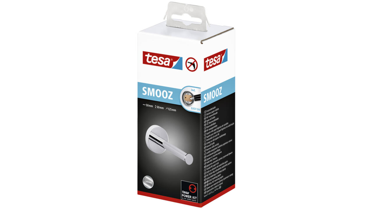 Reserverolhouder tesa® Smooz hoogglans verchroomd metaal zelfklevend