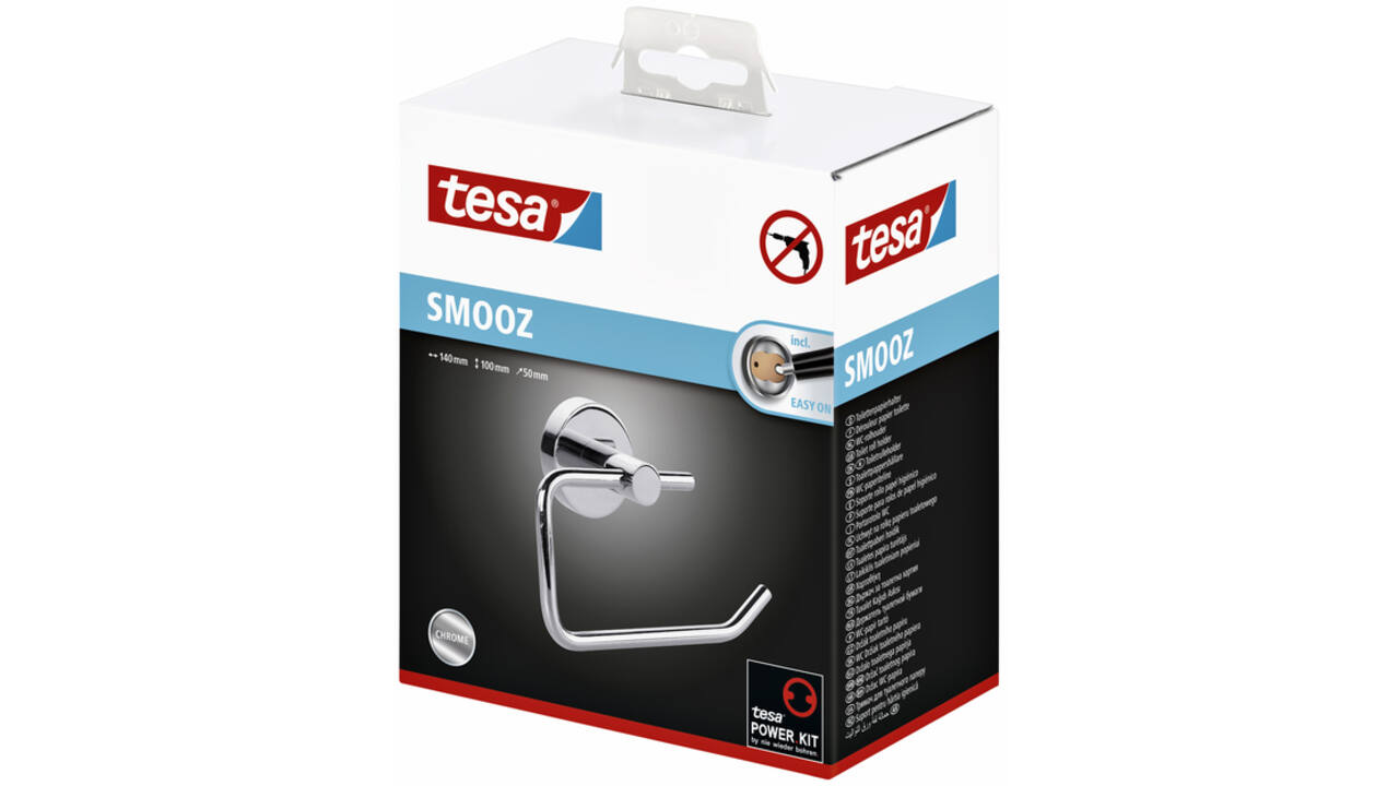 Toiletrolhouder tesa® Smooz hoogglans verchroomd metaal zelfklevend