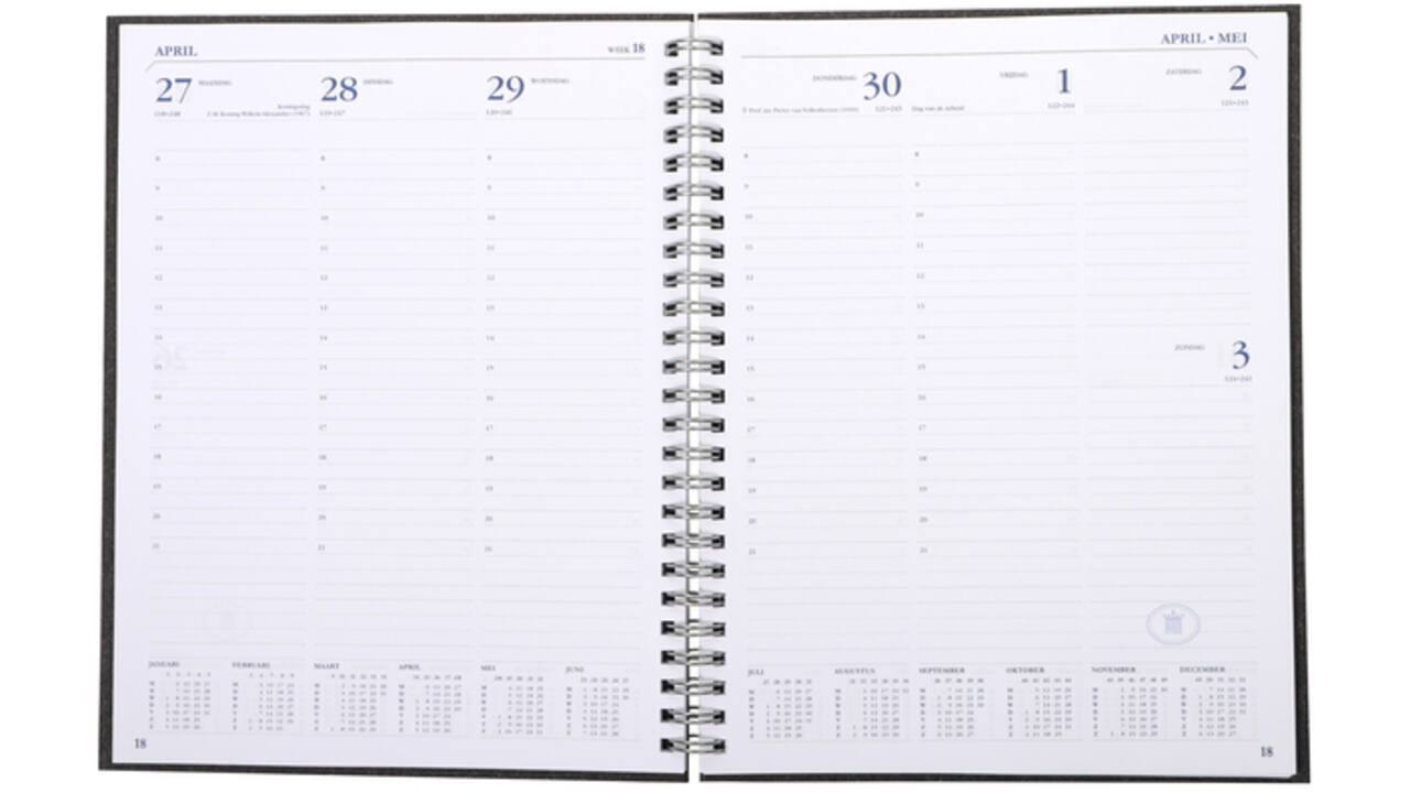 Agenda 2027 Ryam Weekplan Wire-o 7dagen/2pagina's zwart