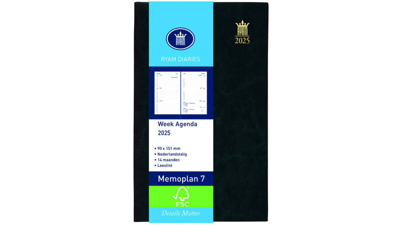 Agenda 2027 Ryam Memoplan 7 Suprema 7dagen/2pagina's zwart