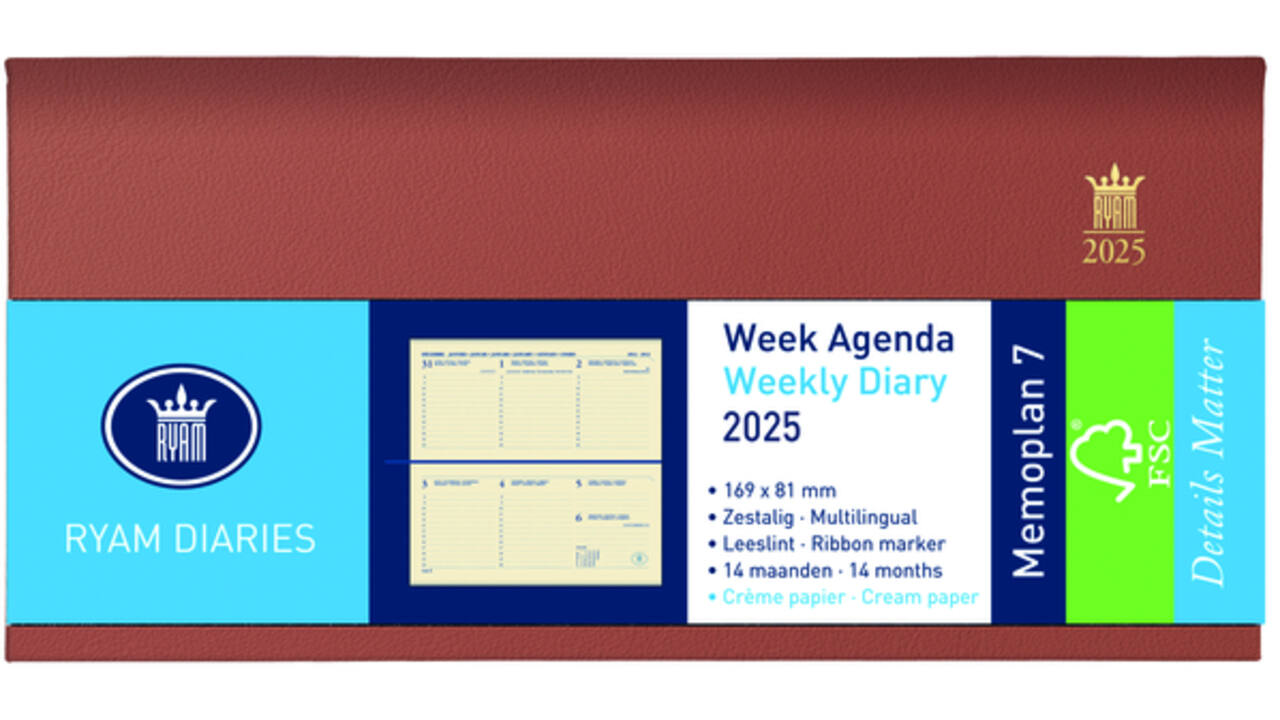 Agenda 2027 Ryam Memoplan 7 Nappa 7dagen/2pagina's landscape assorti