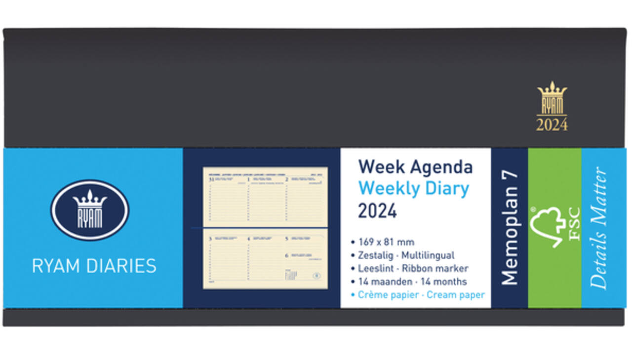Agenda 2027 Ryam Memoplan 7 Nappa 7dagen/2pagina's landscape assorti