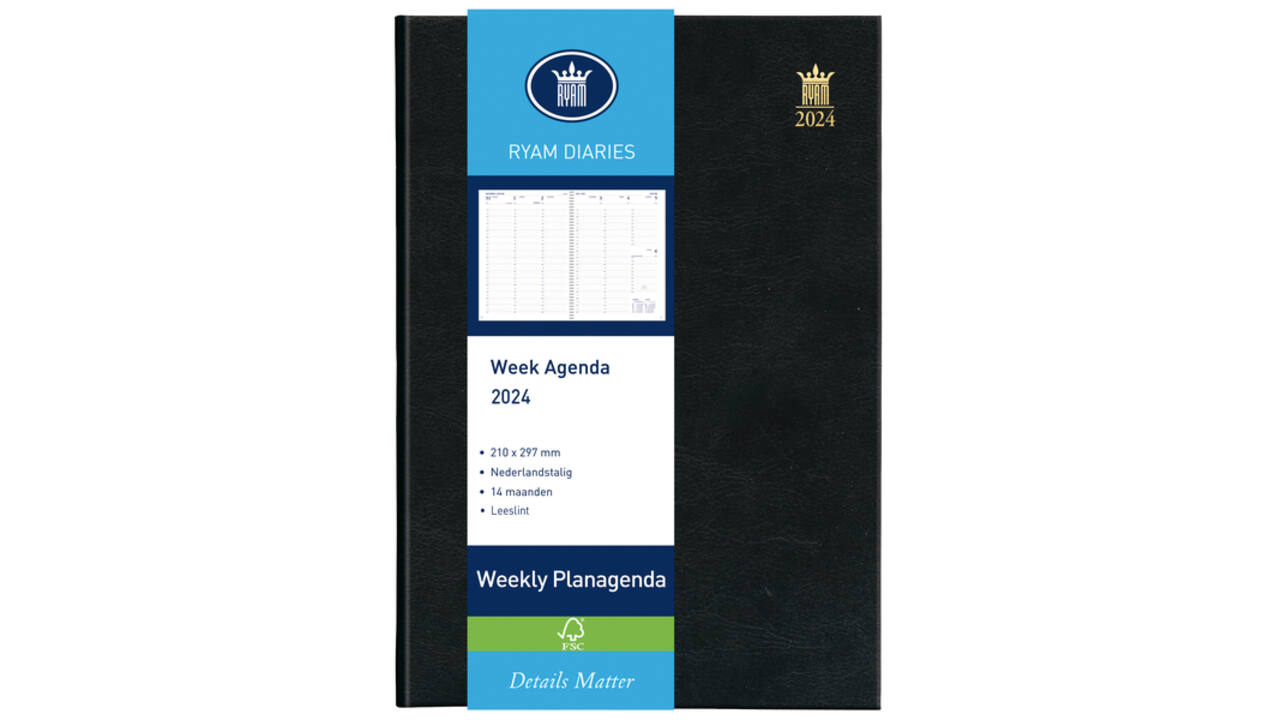 Agenda 2027 Ryam Weekly Mundior 7dagen/2pagina's zwart