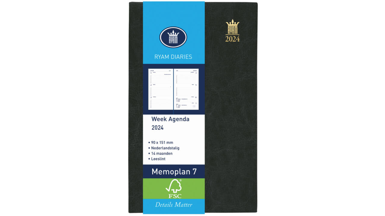 Agenda 2027 Ryam Memoplan 7 Mundior 7dagen/2pagina's zwart