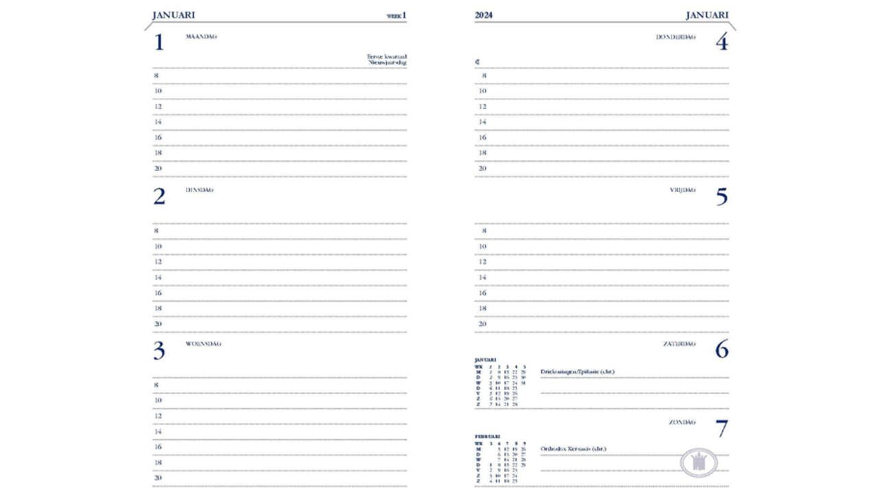 Agenda 2027 Ryam Memoplan 7 Mundior 7dagen/2pagina's zwart