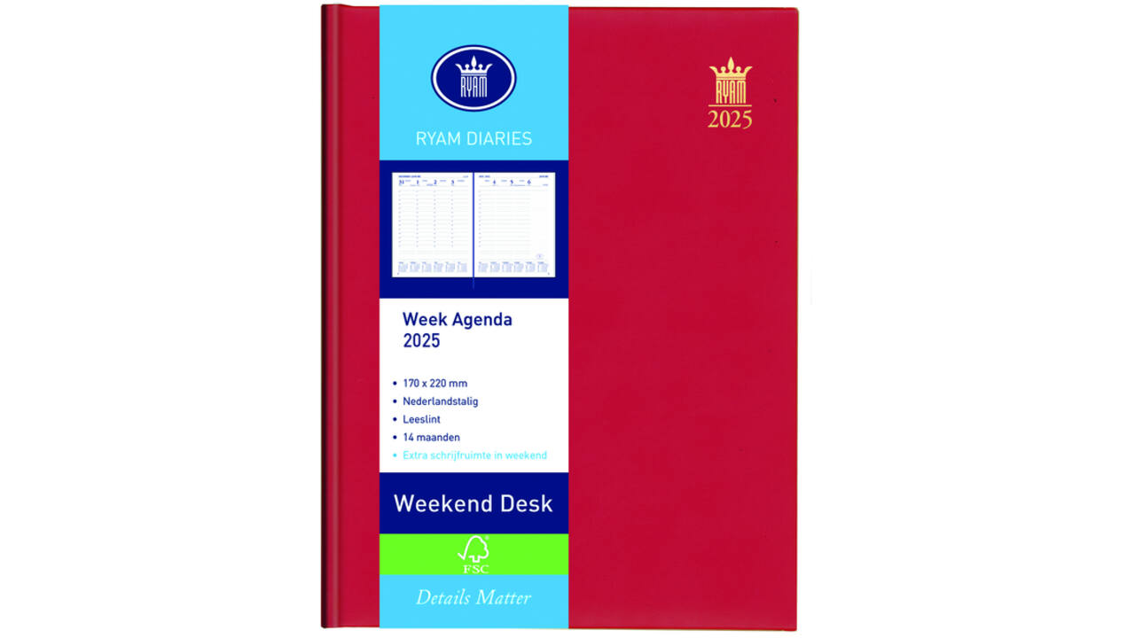 Agenda 2027 Ryam Weekplan Weekend Desk Lazio 7dagen/2pagina's assorti
