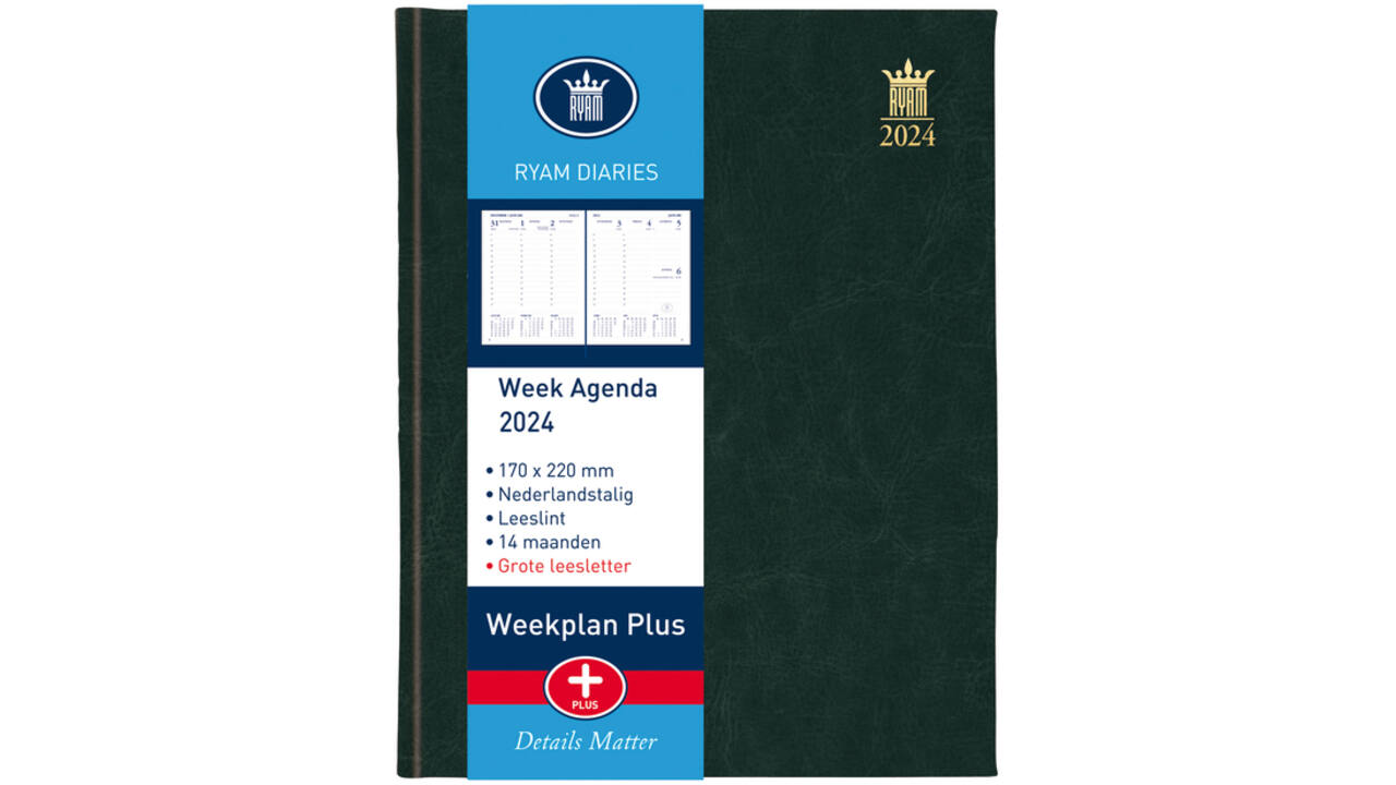 Agenda 2027 Ryam Weekplan Plus Mercury groot letter 7dagen/2pagina's zwart