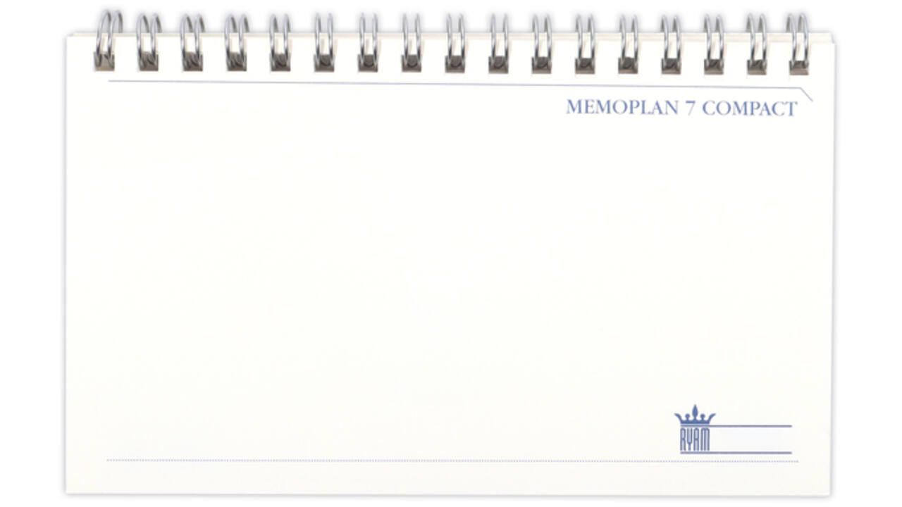 Agendavulling 2027 Ryam Memoplan 7 Compact 7 dagen/2pagina's landscape crème