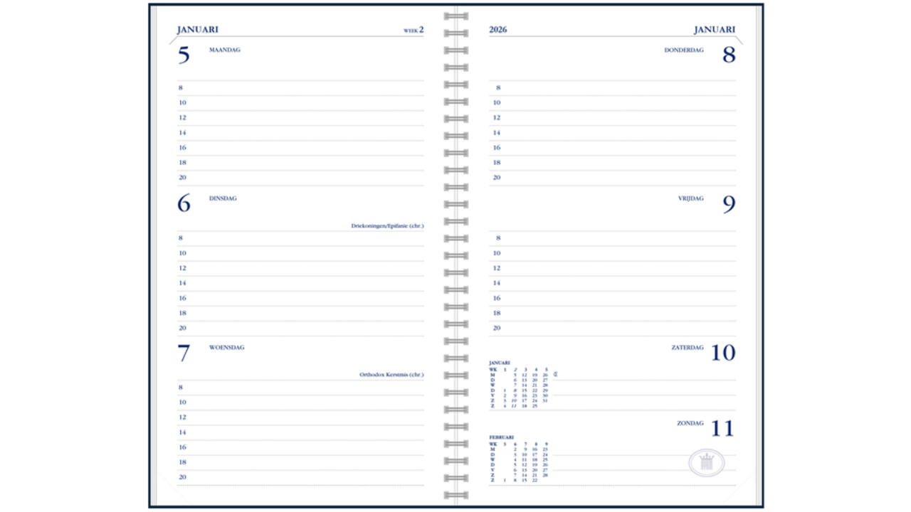 Agendavulling 2027 Ryam Memoplan 7 7dagen/2pagina's wit