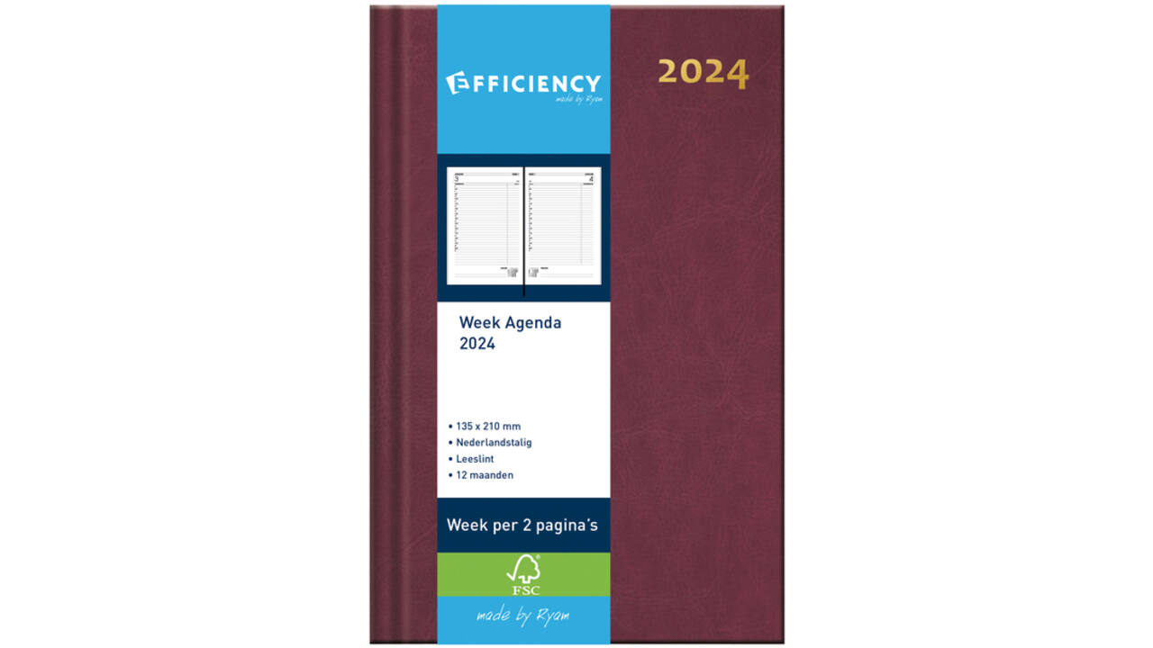 Agenda 2026 Ryam Efficiency Baladek 7dagen/2pagina's bordeaux