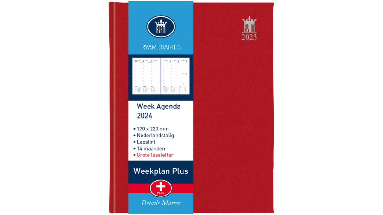 Agenda 2027 Ryam Weekplan Plus Mercury 7dagen/2pagina's rood