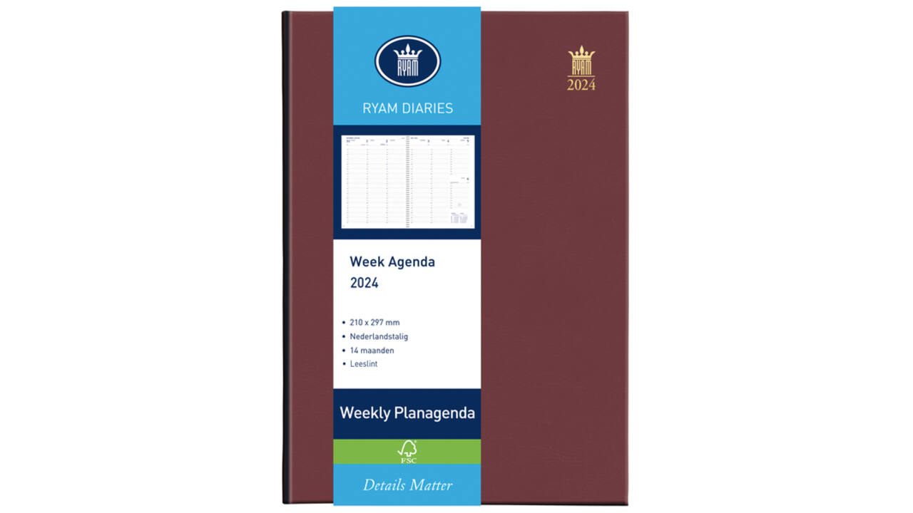 Agenda 2027 Ryam Weekly Mundior 7dagen/2pagina's bordeaux