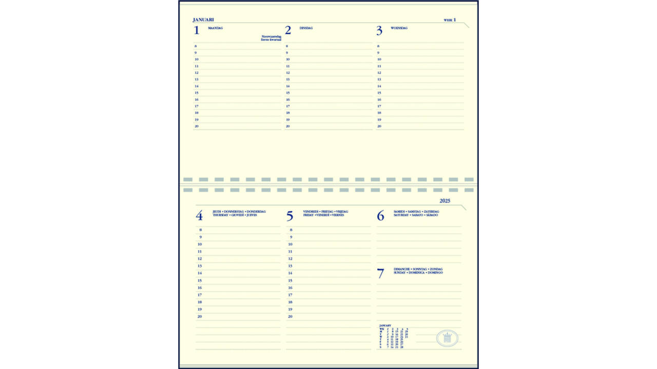 Agenda 2027 Ryam Compact Suprema 7dagen/2pagina's ringplastic bordeaux