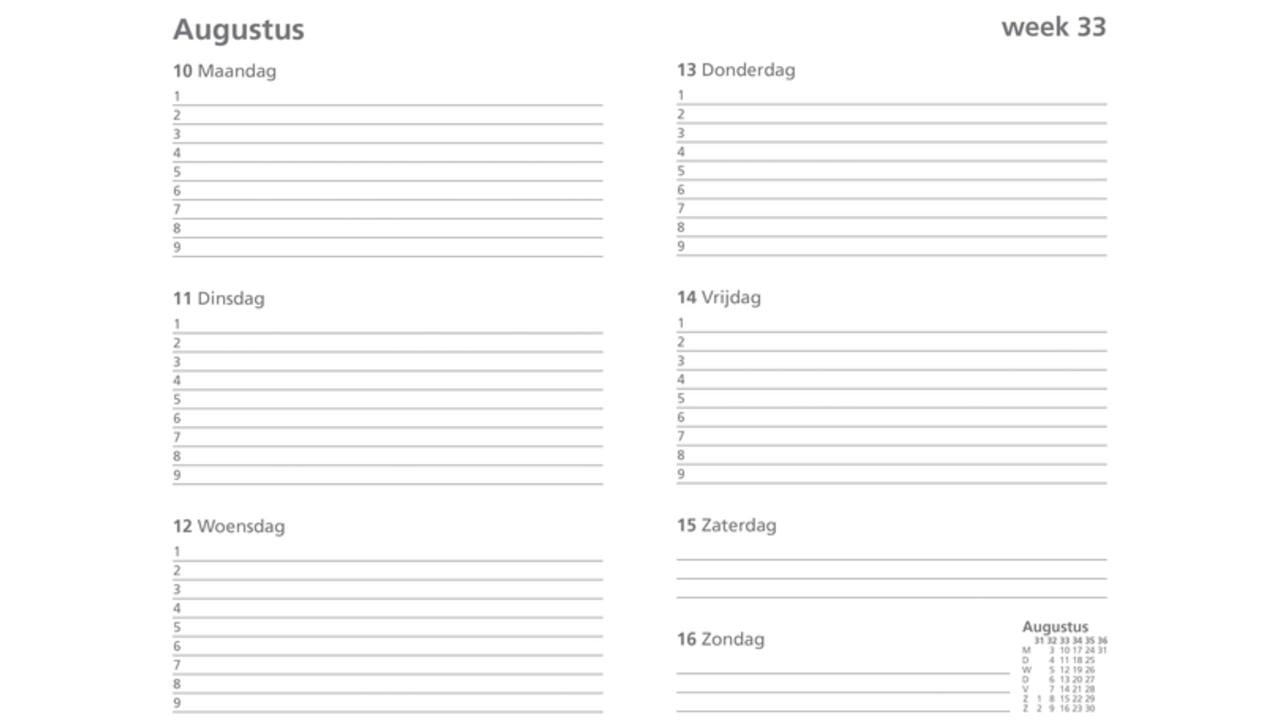 Schoolagenda 2025-2026 Ryam docenten 7dagen/2pagina's zwart