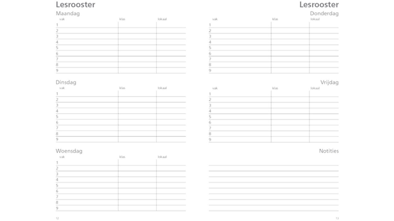 Schoolagenda 2025-2026 Ryam docenten 7dagen/2pagina's zwart