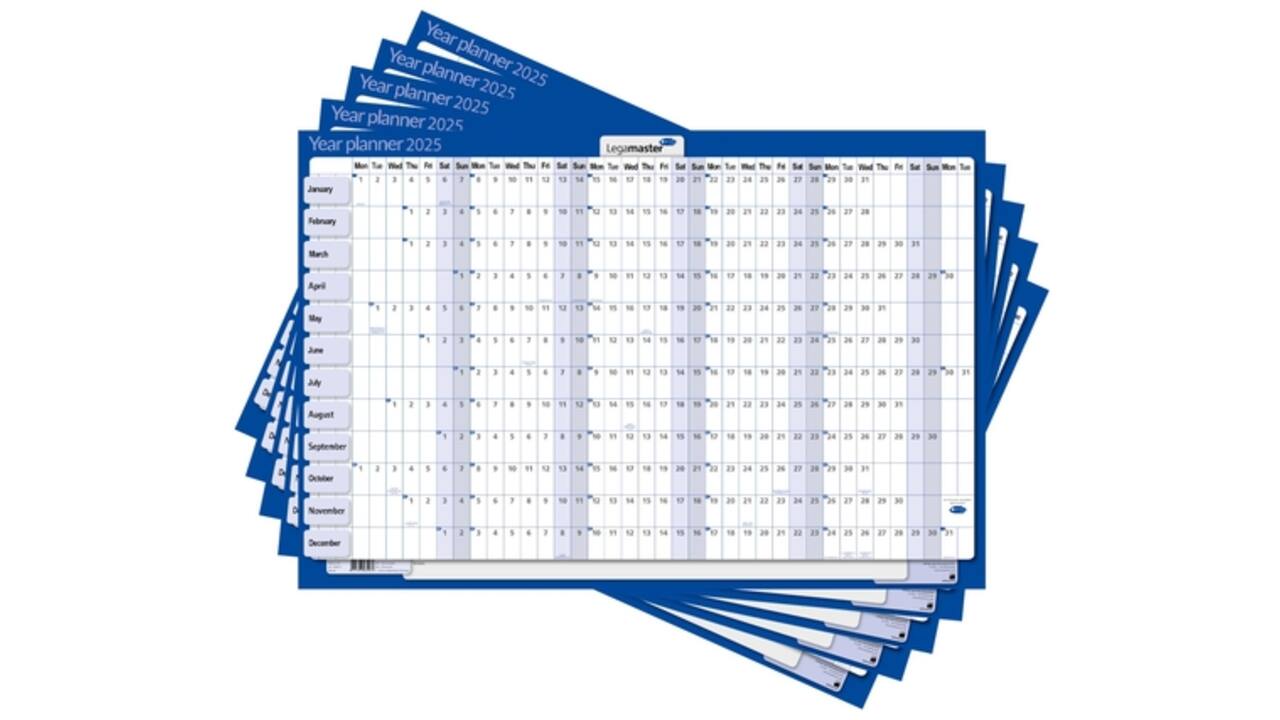 Jaarplanner 2027 Legamaster 90x60cm horizontaal gelamineerd en oprolbaar Engelstalig