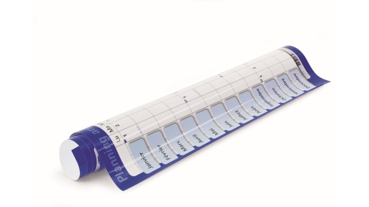 Jaarplanner 2027 Legamaster 90x60cm horizontaal gelamineerd en oprolbaar Engelstalig