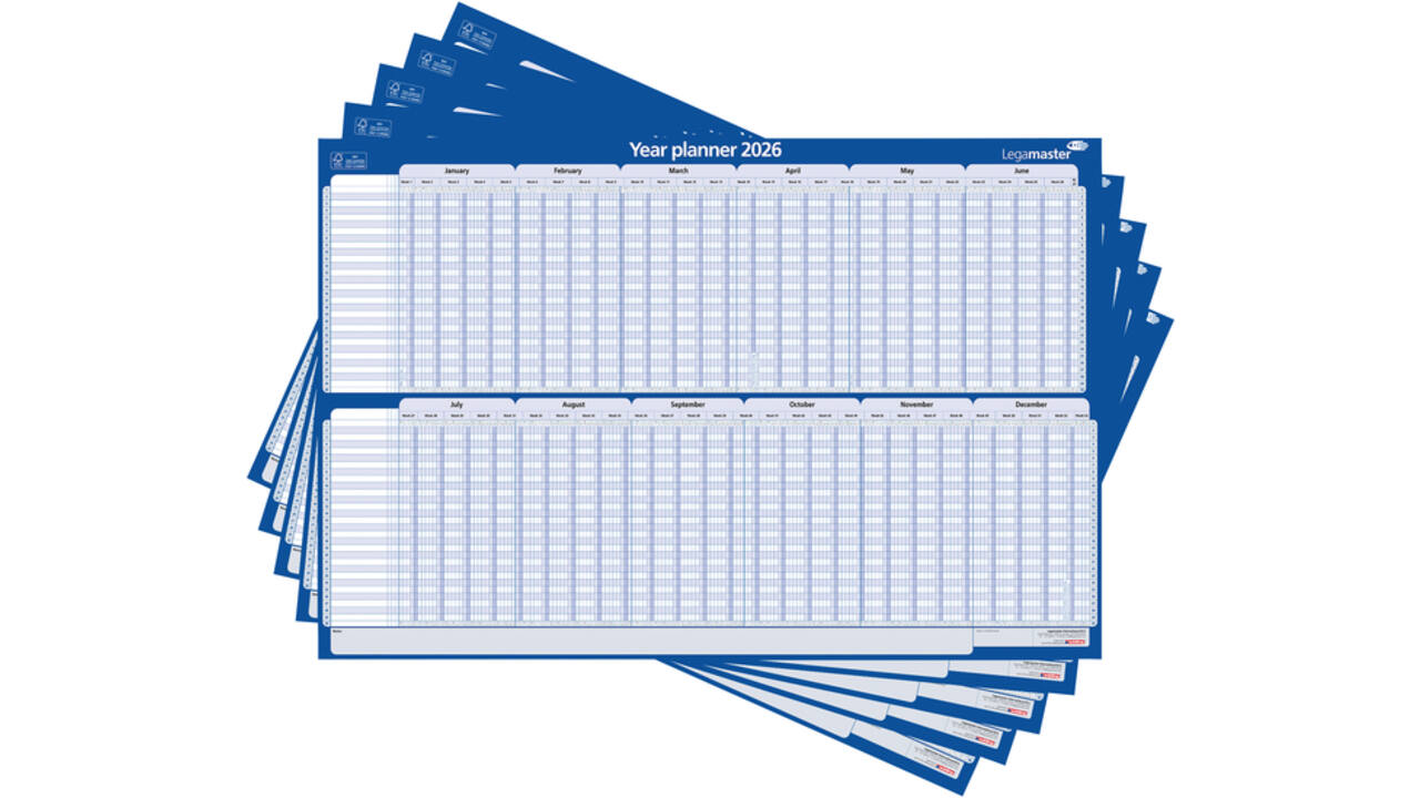 Projectplanner 2027 Legamaster 90x60cm horizontaal gelamineerd Engelstalig