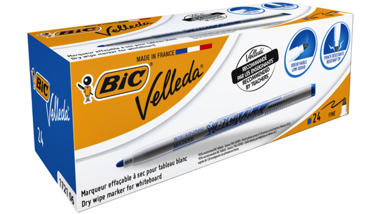 Viltstift Bic Velleda 1721 whiteboard rond fijn blauw