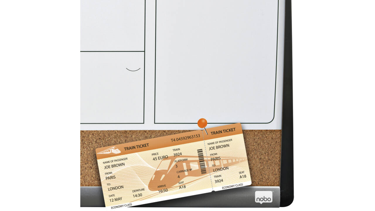 Whiteboard Nobo magnetische planner met prikbord van kurk 585x430mm