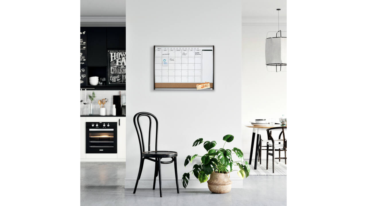 Whiteboard Nobo magnetische planner met prikbord van kurk 585x430mm