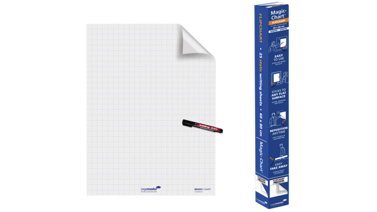 Magic-Chart Legamaster flipchart 60x80cm wit met ruit