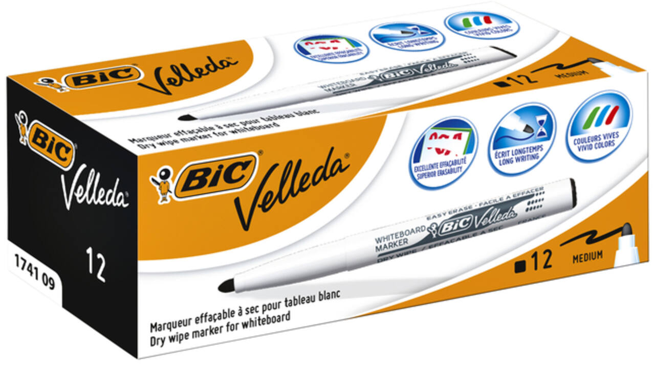 Viltstift Bic Velleda 1741 whiteboard rond medium zwart