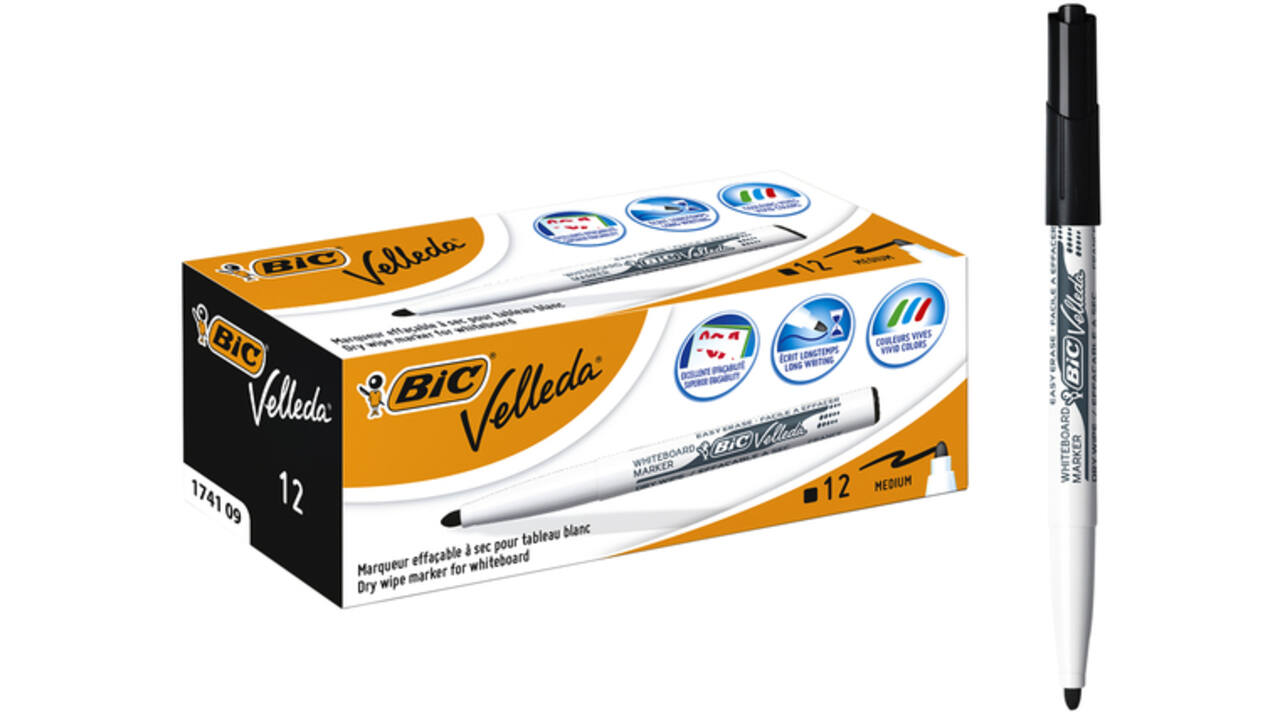 Viltstift Bic Velleda 1741 whiteboard rond medium zwart