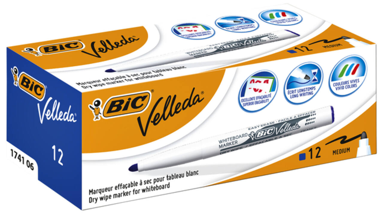 Viltstift Bic Velleda 1741 whiteboard rond medium blauw