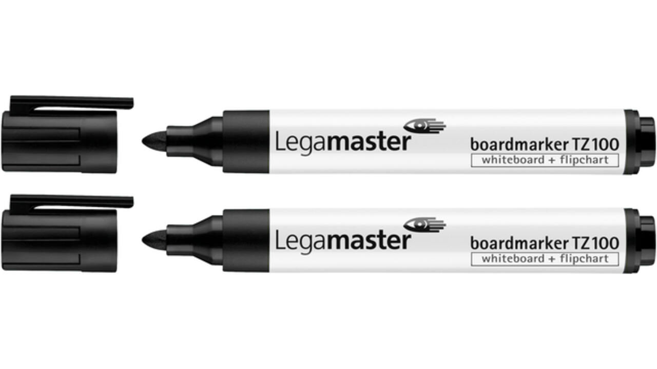 Viltstift Legamaster TZ 100 whiteboard rond 1.5-3mm zwart blister à 2 stuks