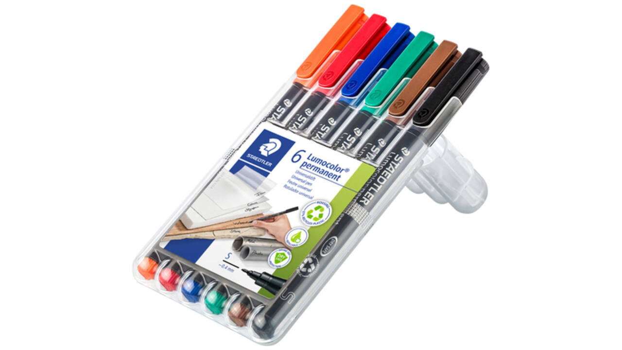 Viltstift Staedtler Lumocolor 313 permanent S set à 6 stuks assorti