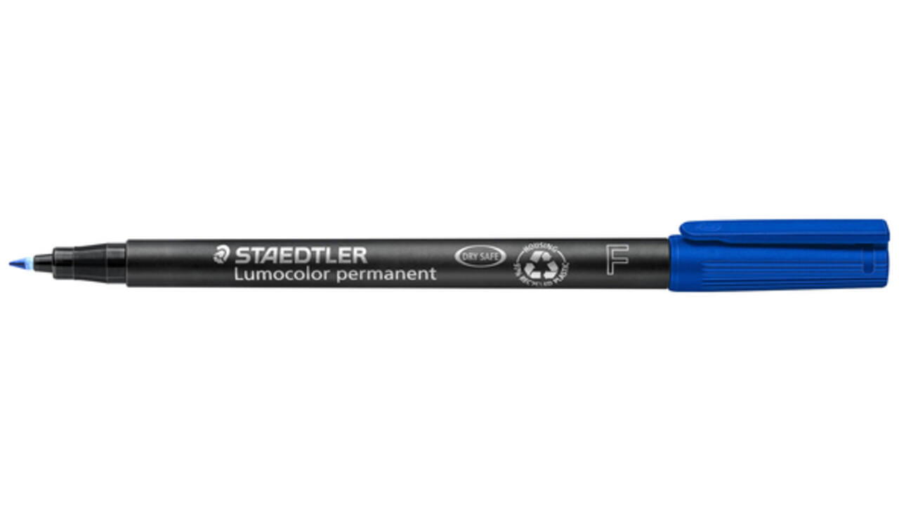 Viltstift Staedtler Lumocolor 318 permanent F blauw