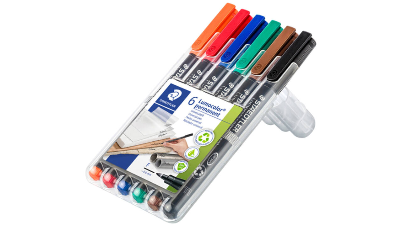 Viltstift Staedtler Lumocolor 318 permanent F set à 6 stuks assorti