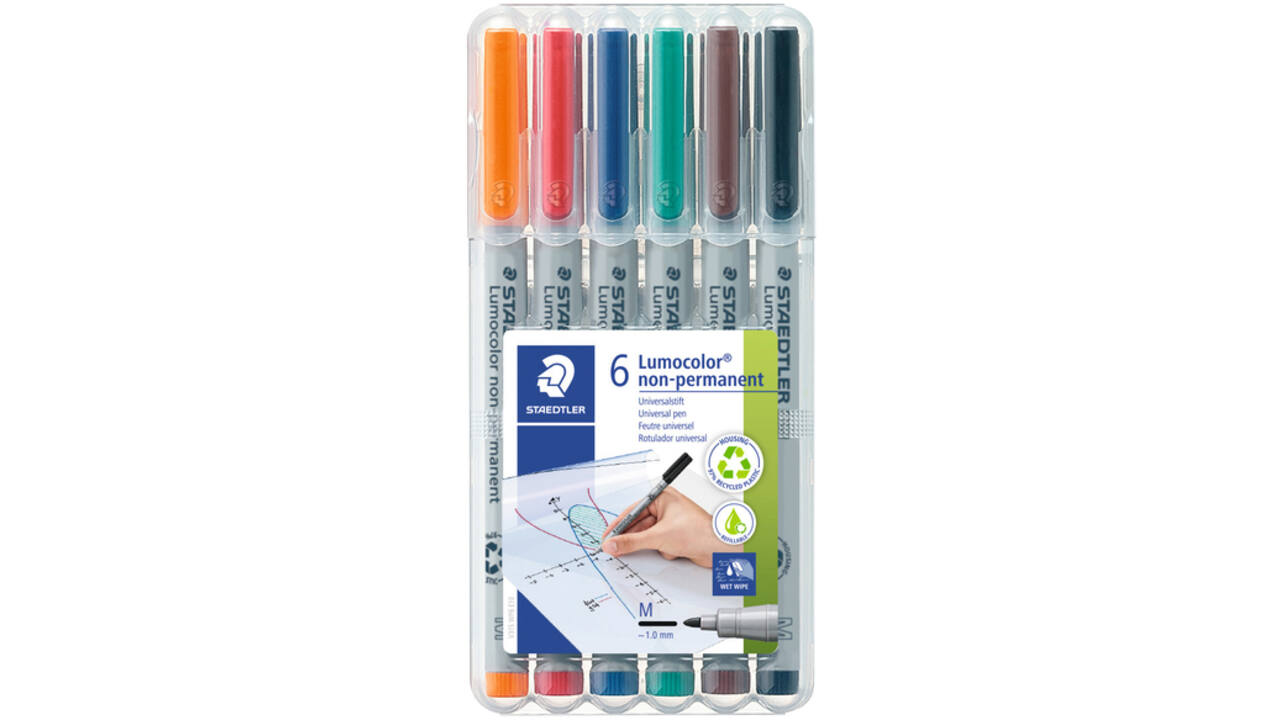 Viltstift Staedtler Lumocolor 315 non permanent M set à 6 stuks assorti