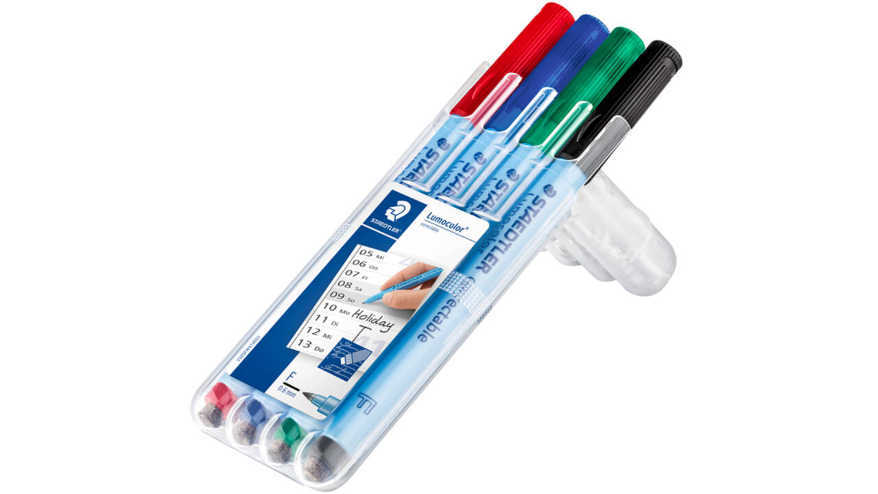 Viltstift Staedtler Lumocolor 305 non permanent correctable F set à 4 stuks