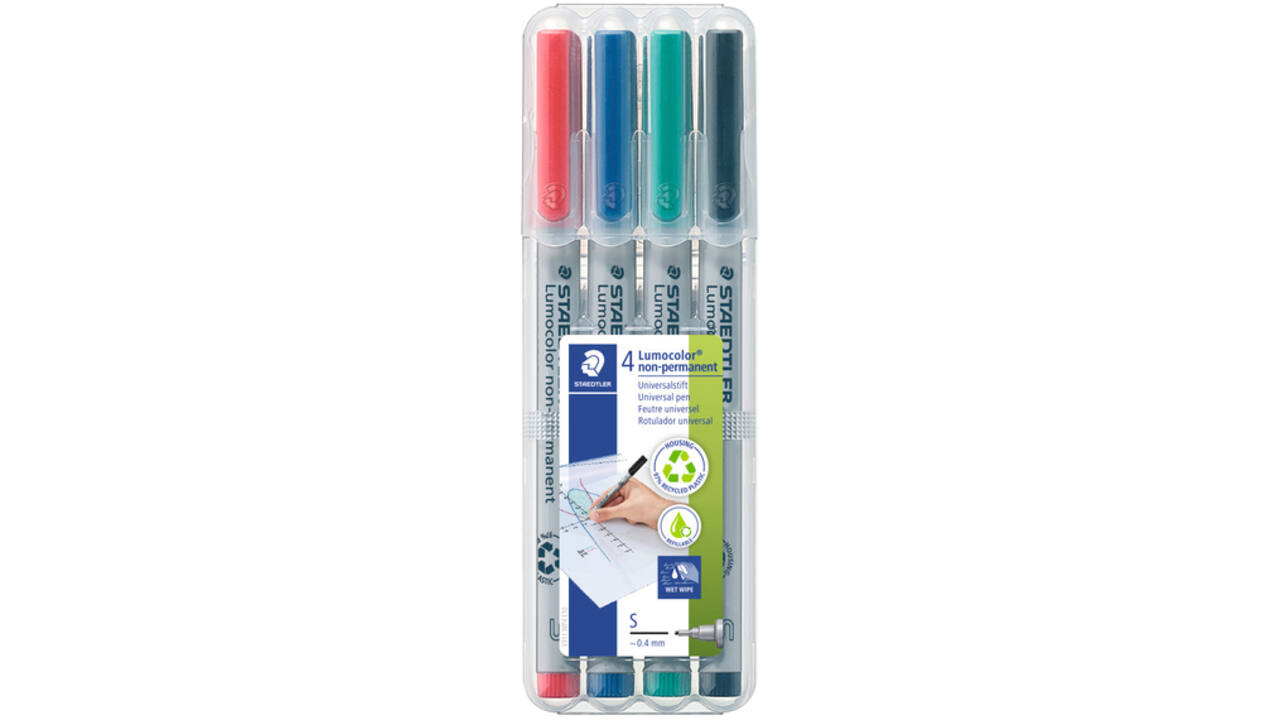 Viltstift Staedtler Lumocolor 311 non permanent S set à 4 assorti