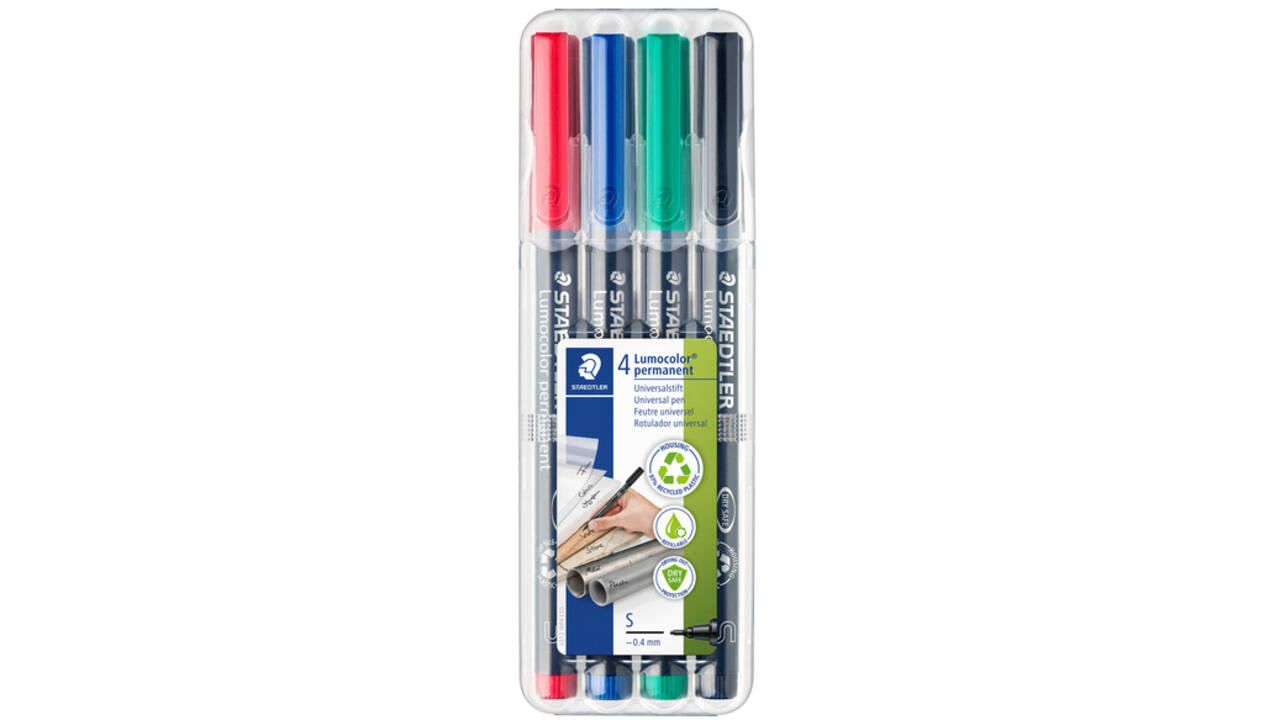 Viltstift Staedtler Lumocolor 313 permanent S set à 4 stuks assorti