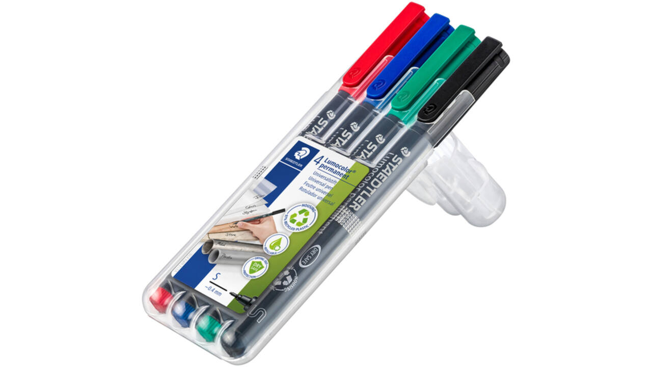 Viltstift Staedtler Lumocolor 313 permanent S set à 4 stuks assorti