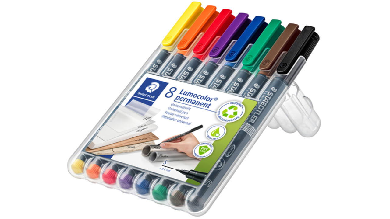 Viltstift Staedtler Lumocolor 313 permanent S set à 8 stuks assorti