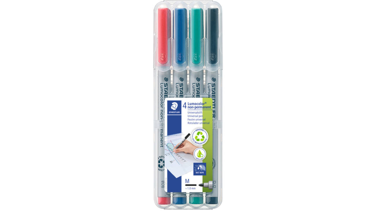 Viltstift Staedtler Lumocolor 315 non permanent M set à 4 stuks assorti