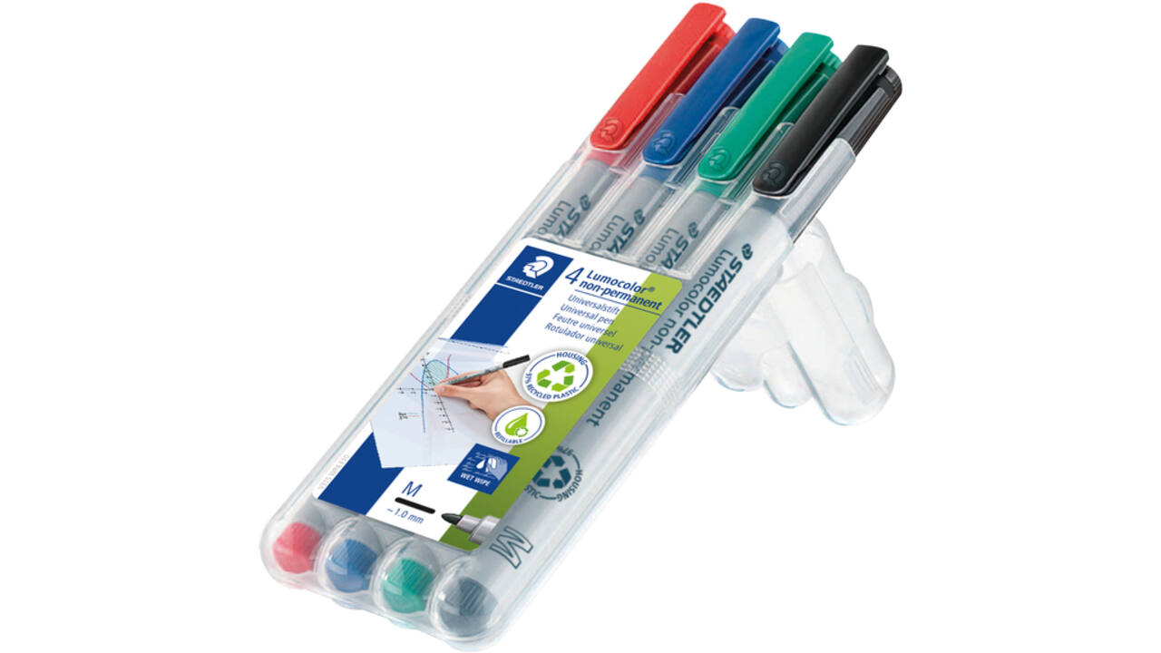 Viltstift Staedtler Lumocolor 315 non permanent M set à 4 stuks assorti