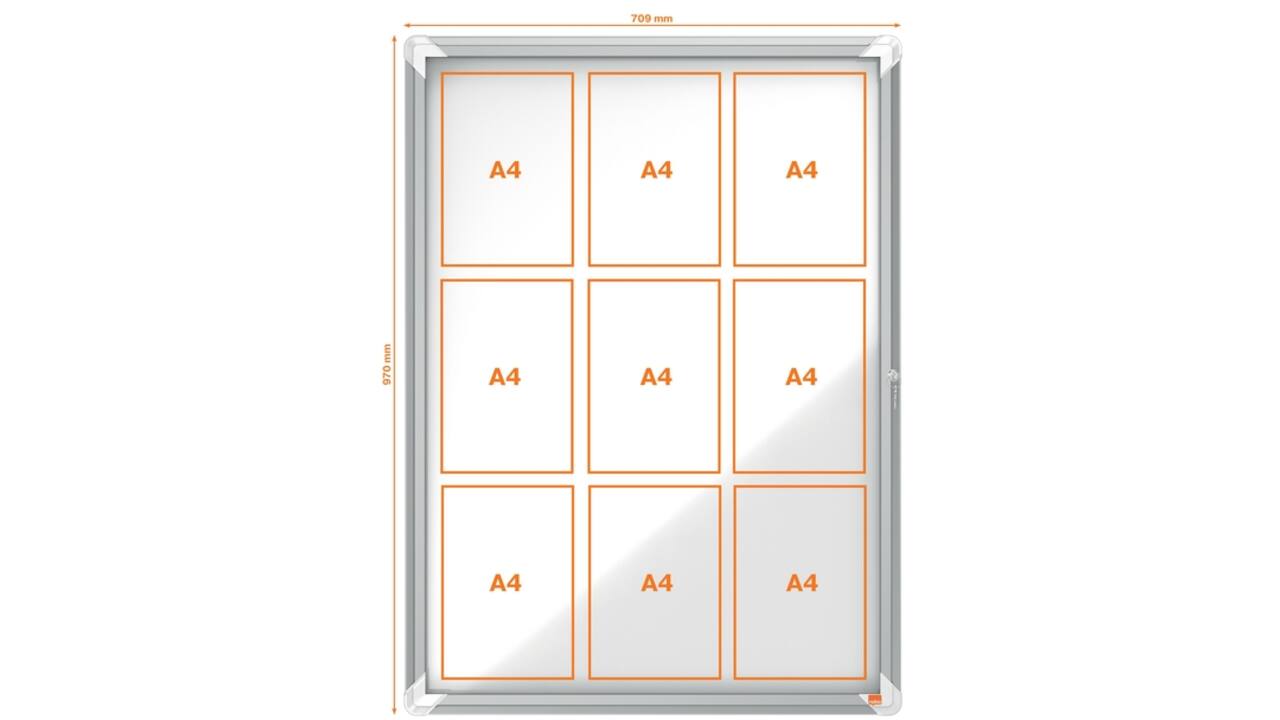 Binnenvitrine Nobo Premium Plus 9x A4 draaideur magnetisch