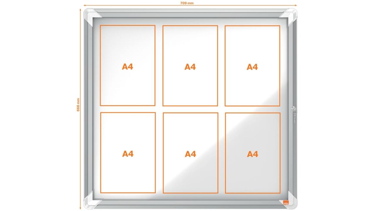 Buitenvitrine Nobo Premium Plus 6x A4 draaideur magnetisch