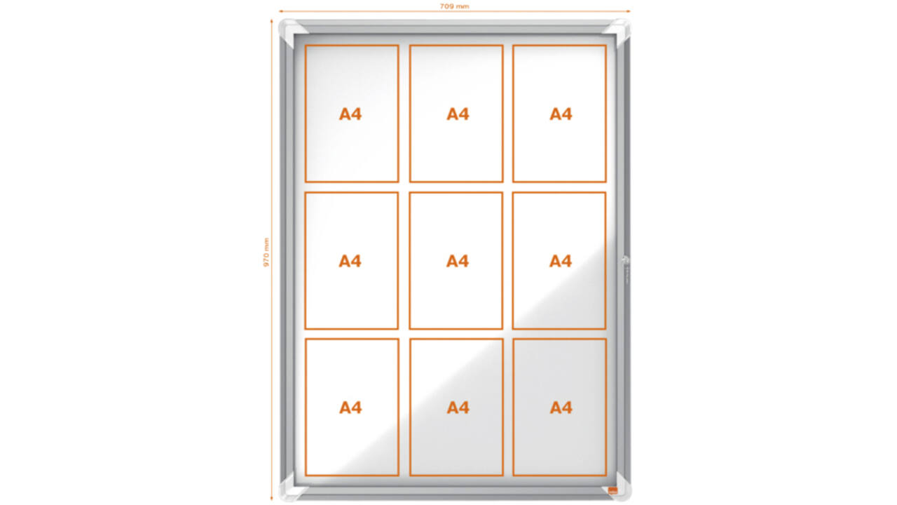 Buitenvitrine Nobo Premium Plus 9x A4 draaideur magnetisch