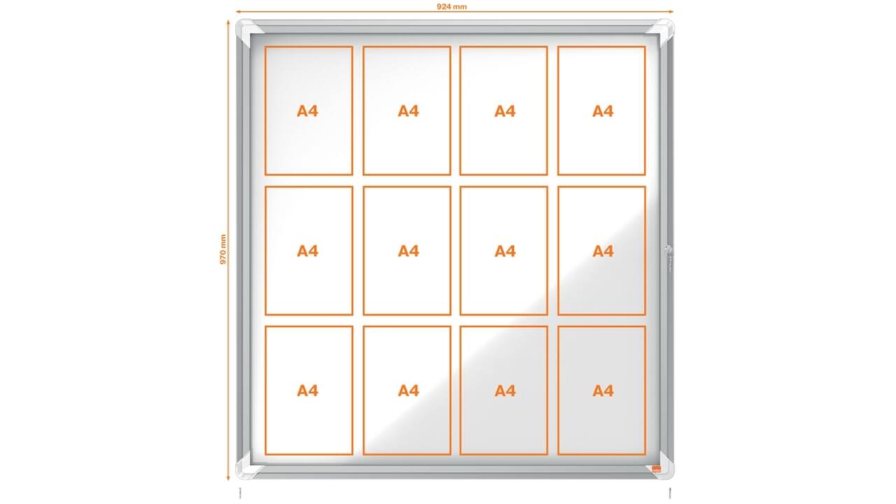 Buitenvitrine Nobo Premium Plus 12x A4 draaideur magnetisch