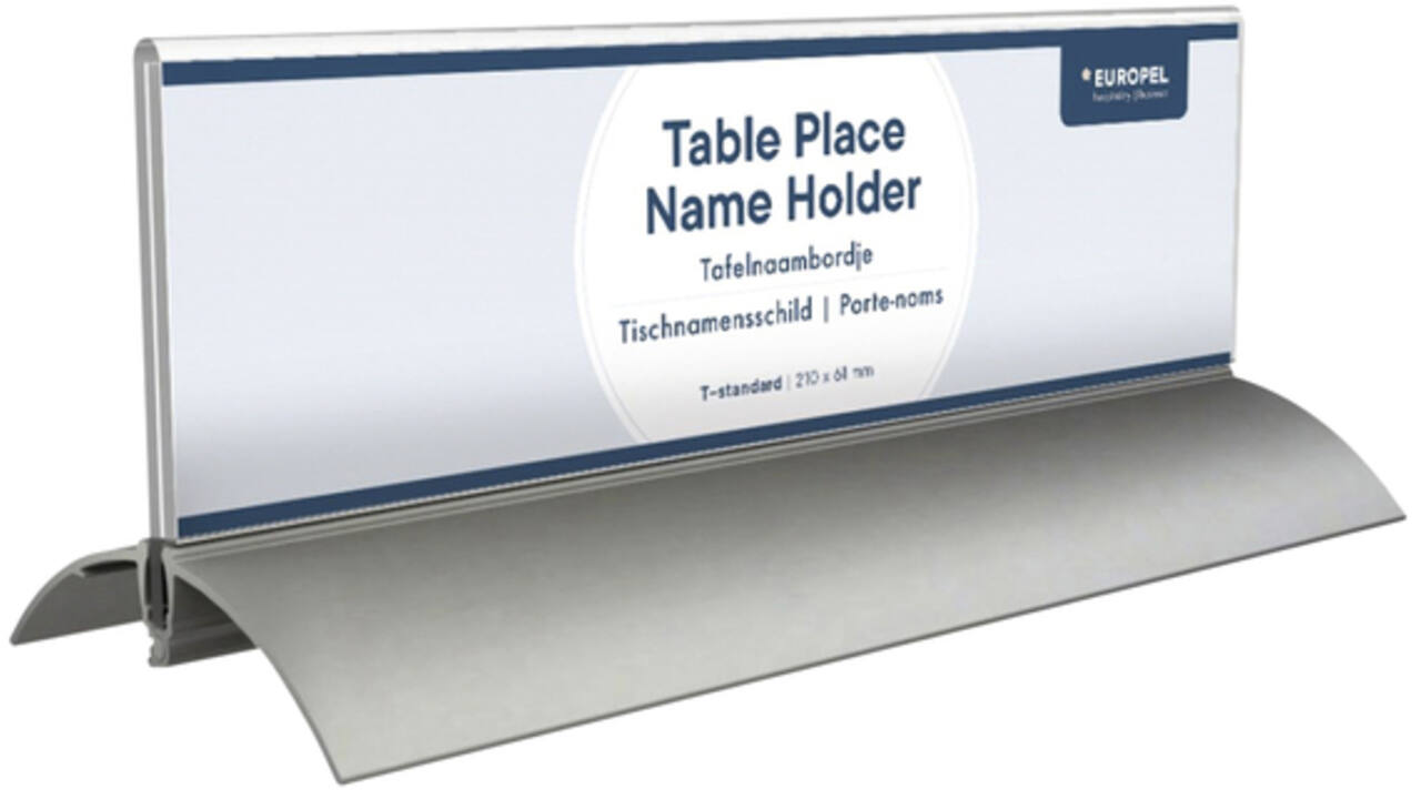 Tafelnaambord Europel 2 61x210mm acryl aluminium